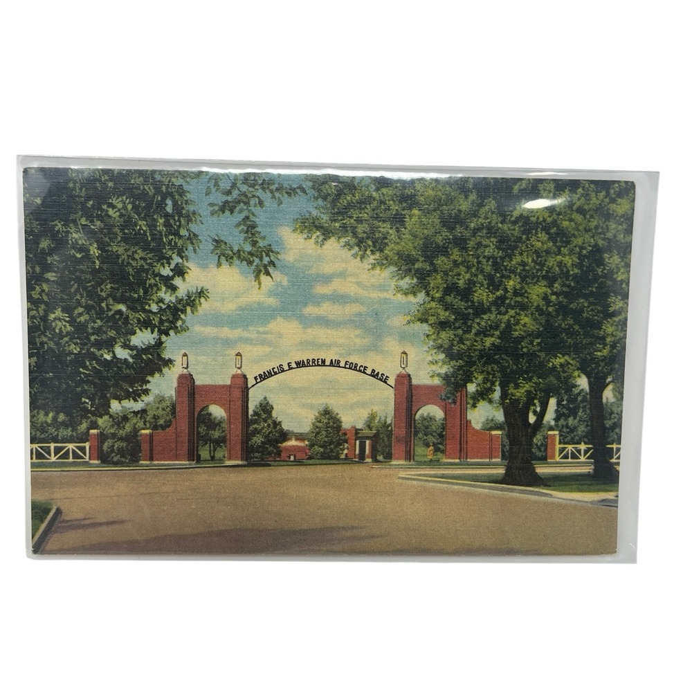 Francis W Warren Air Force Base Entrance Wyoming Sanborn Vintage‎ Linen Postcard
